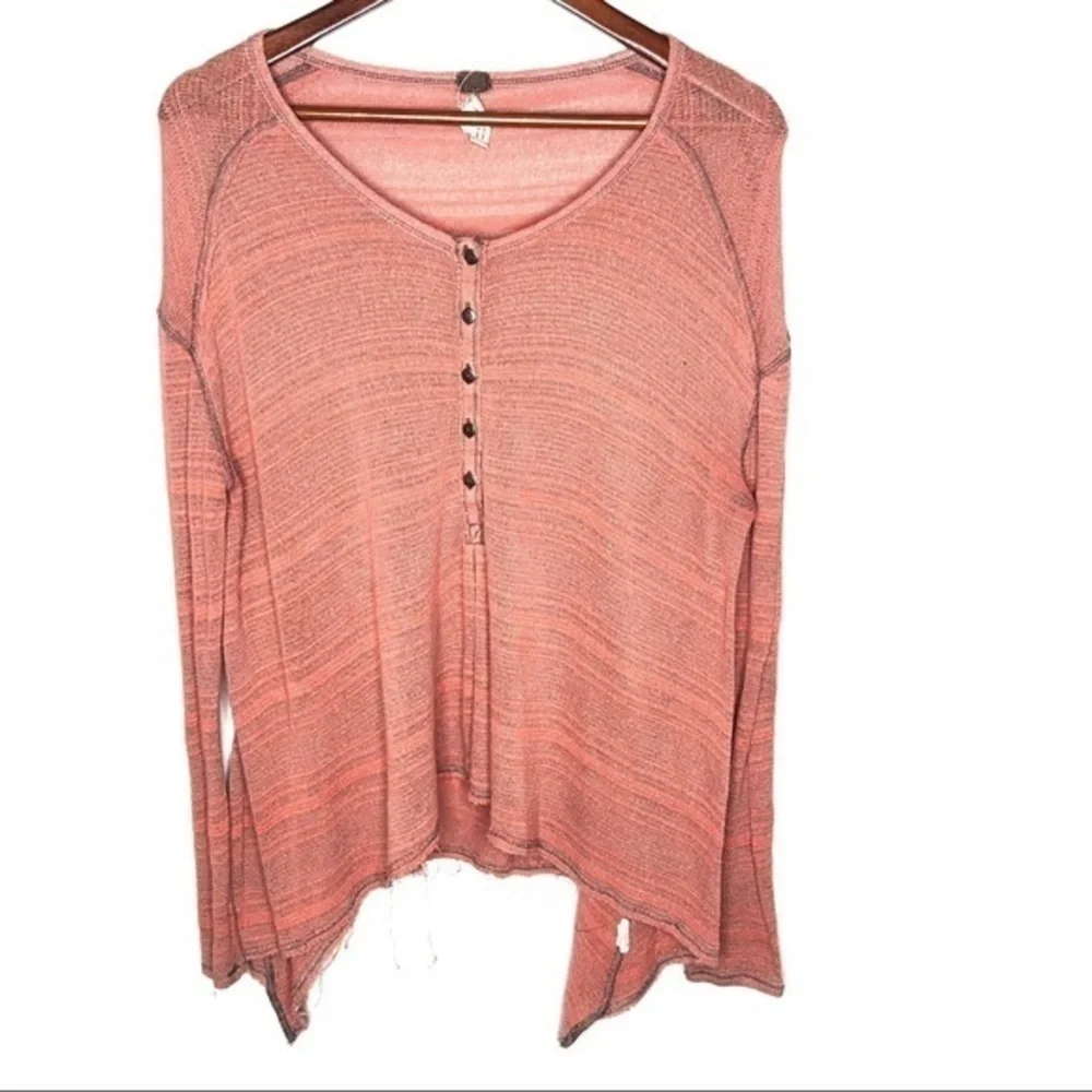 We the free pink striped knit pullover Henley